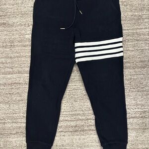 Thom Browne Navy Waffle Knit Jogger Pants made in Italy Luxury Designer